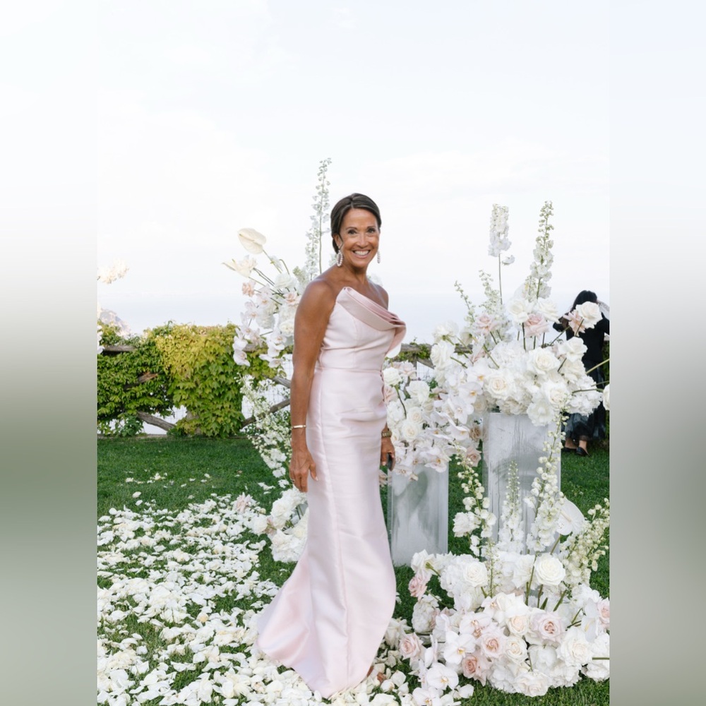 Nicole Bakti Blush One Shoulder Gown